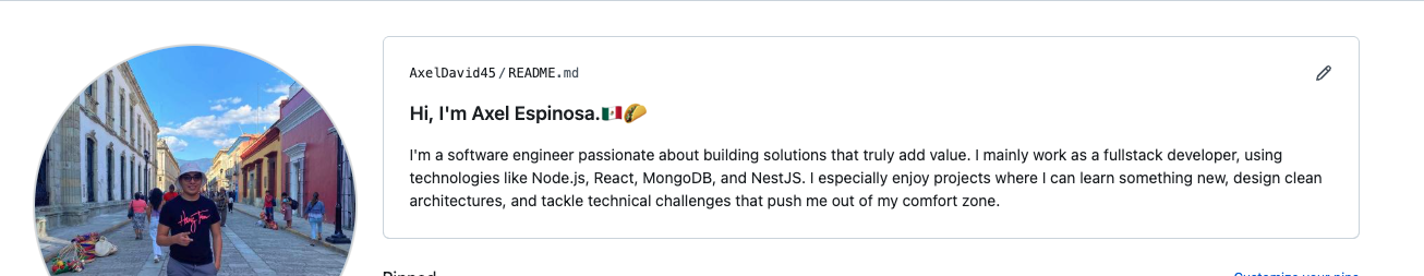 Mi README de perfil en GitHub, versión simple
