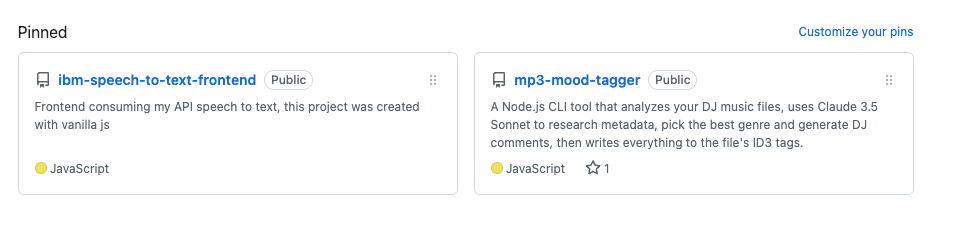Mis repositorios fijados en GitHub